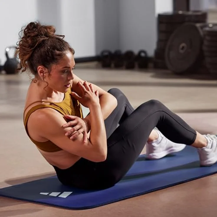 adidas Yogamatte 10 mm, gepolsterte Fitnessmatte mit geriffelter Unterseite für optimale Stabilität, blau – Bild 5