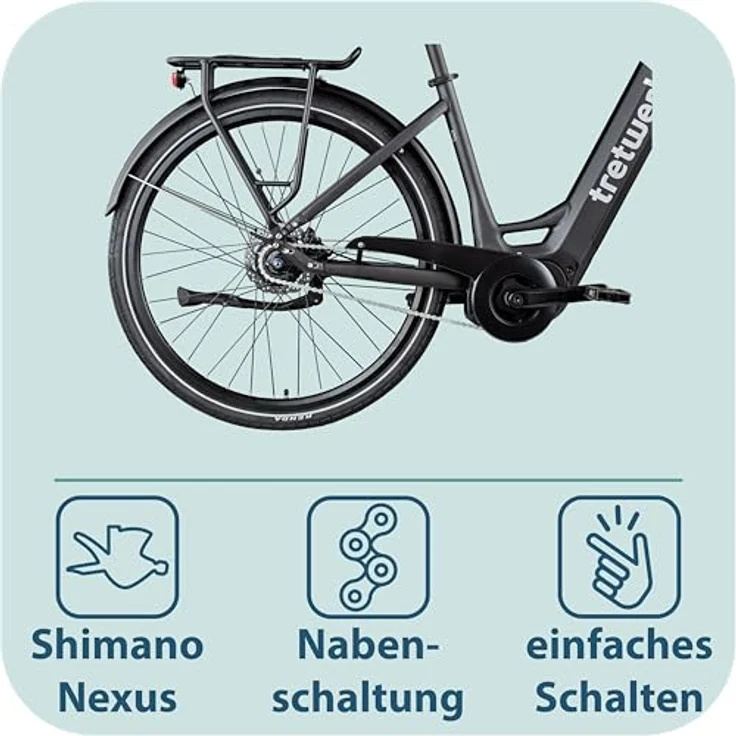 Tretwerk Amber Nexus E-Bike Damen, 28 Zoll Elektrofahrrad mit 550 Wh Akku, Shimano 8-Gang-Nabenschaltung, Tiefeinsteiger für Körpergröße 155 - 185 cm – Bild 6