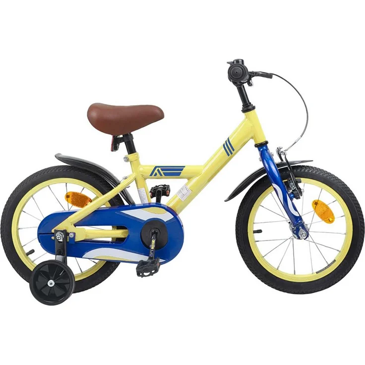 vidaXL Kinderfahrrad 14 Zoll, gelb, mit Stützrädern, für 3-5 Jahre, 104 x 51 x 73 cm