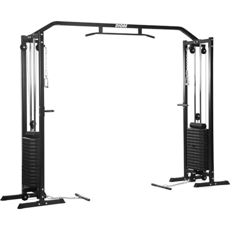 Dione Cable Crossover 2X 75KG - Kraftstation mit integrierter Klimmzugstange - Fitness Training Center - Homegym, Schwarz
