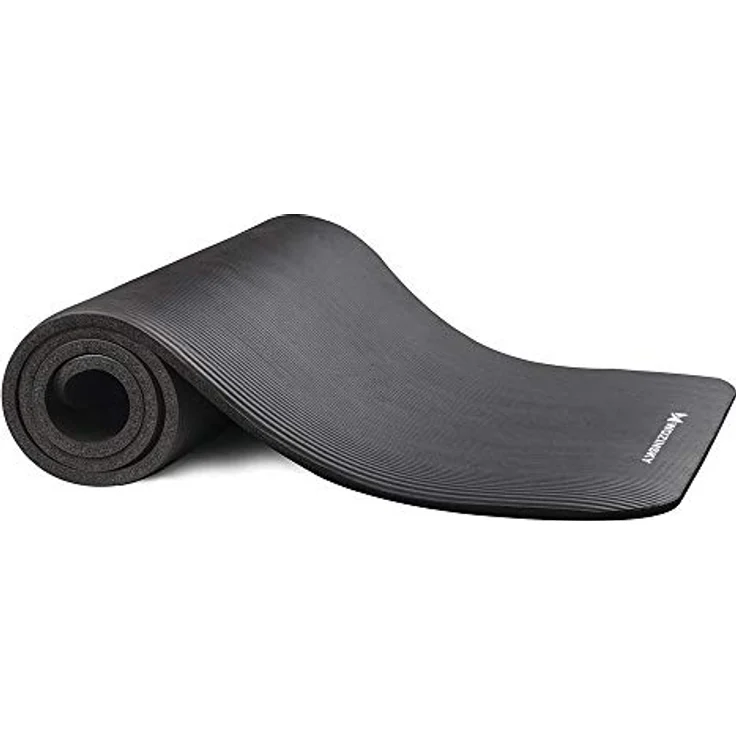 WOZINSKY Fitness-Yogamatte, schwarze Gymnastikmatte mit Rutschhemmung, ideal für Yoga, Pilates und Fitness, 181 cm x 63 cm x 1 cm, inkl. Tragegurt – Bild 2