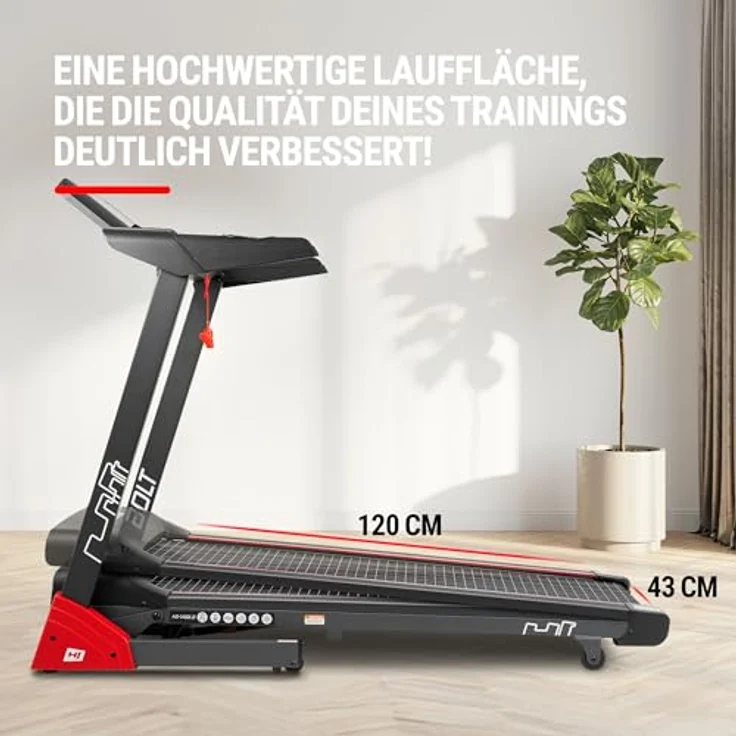 Hop-Sport Laufband für Zuhause HS-1400LB Bolt – Klappbares Laufband mit App-Steuerung, Bluetooth, MP3-Player und HRC-Programmen, 14km/h, inkl. Pulsgurt – Bild 4
