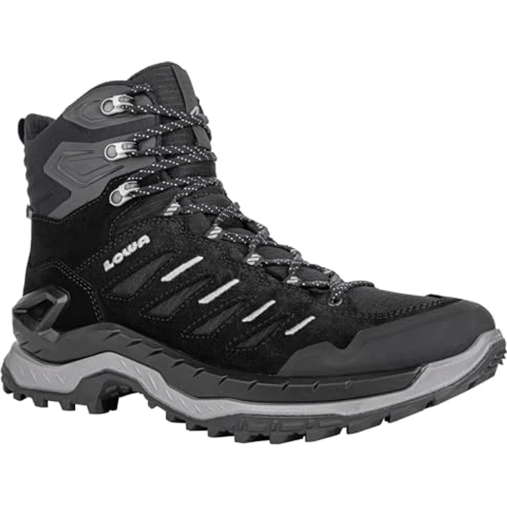 LOWA Innovo GTX Mid, Wanderschuhe Herren grau, GORE-TEX, robustes Veloursleder, doppelte Dämpfung, rutschfeste Gummi-Außensohle – Bild 4