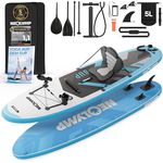 NEOLYMP Aufblasbares Stand Up Paddle Board 315 cm – SUP Komplett-Set 13-TLG. inkl. Kajaksitz, Doppelpaddel, Pumpe, Rucksack – bis 150 kg Traglast – für Kinder & Erwachsene – leicht und reisefreundlich