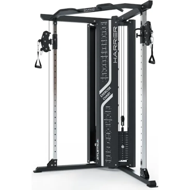 ATLETICA Harrier Kabelzugstation, 1:2 & 1:1 Übersetzung, 2x 90kg Gewichtsblock, Edelstahl-Komponenten, dualer Kabelzug, Functional Trainer