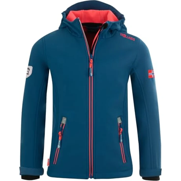 Trollkids GIRLS TROLLFJORD JACKET, wasserabweisende Softshelljacke für Mädchen, blau, Größe 116 – Bild 1