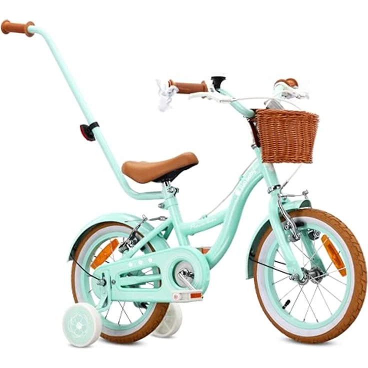 Sun Baby Flower Retro Kinderfahrrad 14 Zoll mit Schubstange, Mint, bis 50 kg belastbar – Bild 3