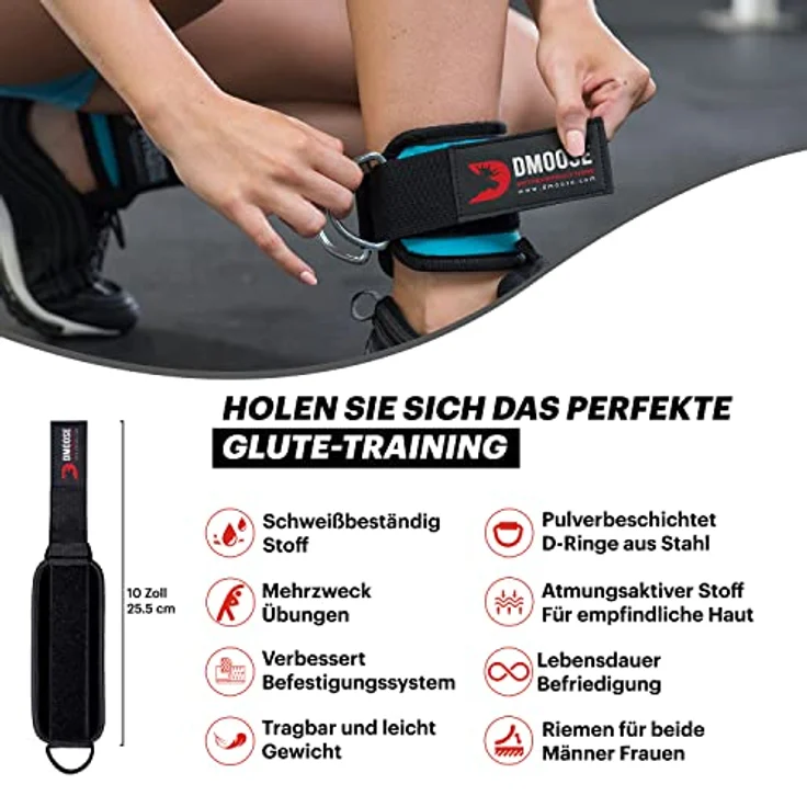DMoose Fußschlaufen Kabelzug - Kickbacks Fußschlaufen - Fußmanschetten Kabelzug - 2 Stück Kabelzug Fußschlaufen für Fitness Training - Ankle Strap Fußschlaufen für Frauen und Männer – Bild 4