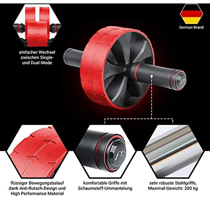 EliteAthlete Bauchroller Bauchmuskeltrainer - Bauchtrainer für Zuhause - Bauch Weg Abdominal Trainer - AB Wheel Roller inkl. gepolsterter Kniematte – Bild 2