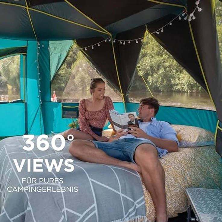 Coleman Zelt Octagon Blackout, 8 Mann Zelt, Familienzelt 8 Personen, Festivalzelt, Luxus Zelt, Steilwandzelt Hauszelt, 2 Türen, 7 Fenster, wasserdicht WS 2.000 mm – Bild 5