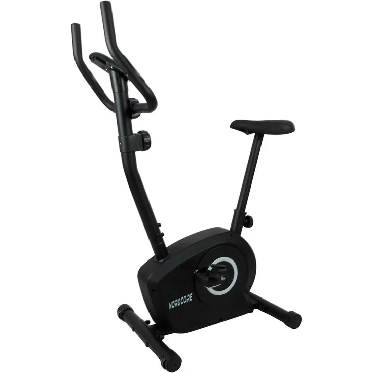 Nordcore Heimtrainer Core 400, Ergometer mit 4 kg Schwungmasse, 8 Widerstandsstufen, bis 120 kg, verstellbare Sitzbank, Schwarz, 82x48x118 cm