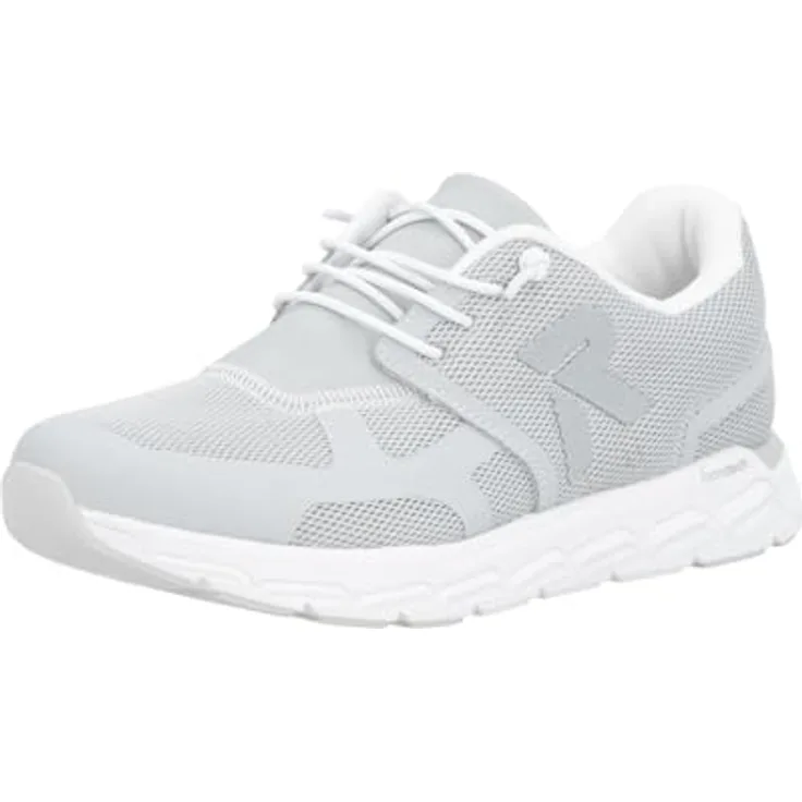 Rieker Preston Laufschuhe, taubengrau Textil mit Gummischnürung und herausnehmbarer MemoCup-Einlegesohle, Größe 43, Normalweite