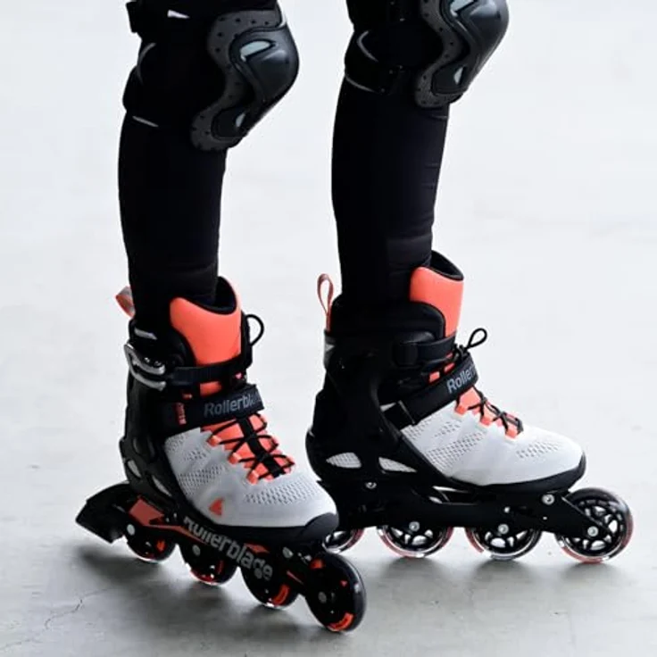 Rollerblade Macroblade 80 W, Damen Rollschuhe mit 80 mm Performance-Rollen, Ghiaccio/Corallo – Bild 6