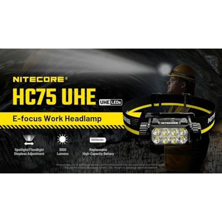 Nitecore HC75 UHE, Stirnlampe mit 3000 Lumen und E-Focus – Bild 4