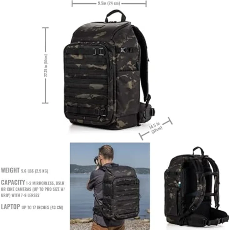 Tenba Sac AXIS V2 Backpack Multicam 32L Noir, Wanderrucksack mit Accessoire für Image & Sound – Bild 3