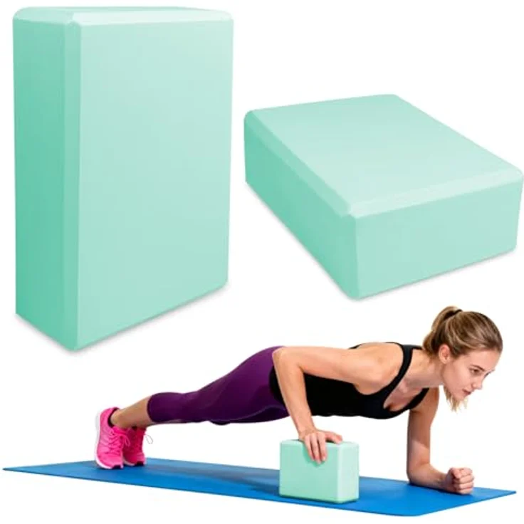 Lixiluxia Yoga Block 2er Set, Rutschfeste EVA Schaumstoff Yogablöcke, 23 cm, Blau für Yoga, Pilates und Meditation – Bild 1