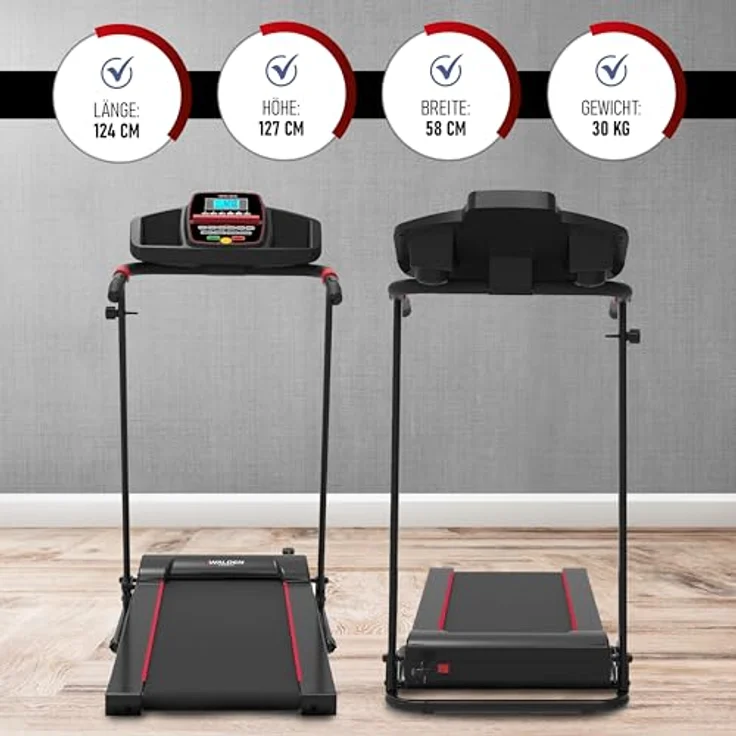 Elektrisches Laufband für Zuhause, faltbar, 10 km/h, 12 km/h, 1 – 2,5 PS, 12 voreingestellte Programme, LCD-Display, 1 – 10 km/h, 1 – 12 km/h, Modell 2023, manuelle Neigung in 3 Stufen (3680) – Bild 5