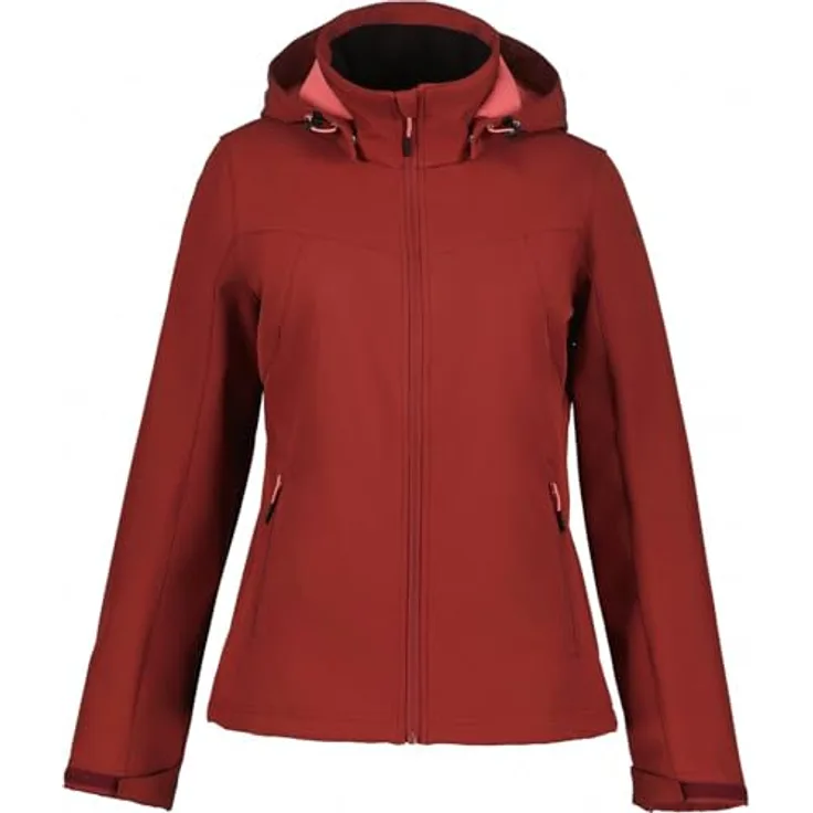 Icepeak Softshelljacke Brenham, Damen Skijacke mit abnehmbarer Kapuze, wasserabweisend, rot, Größe 42