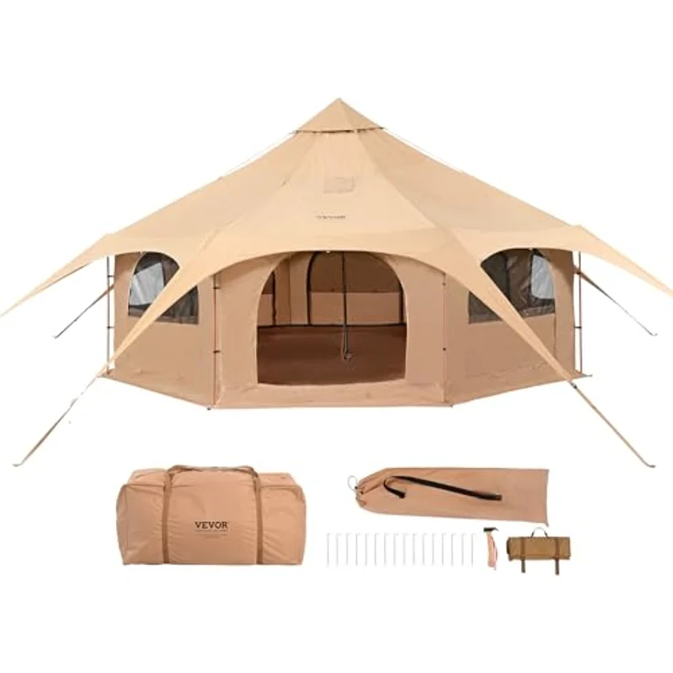 VEVOR Glockenzelt 5 x 2,8 m, Jurten Zelt aus TC-Baumwolle mit Eisenstangen, 8 Fenster, für bis zu 8 Personen, ideal für Outdoor-Abenteuer – Bild 1