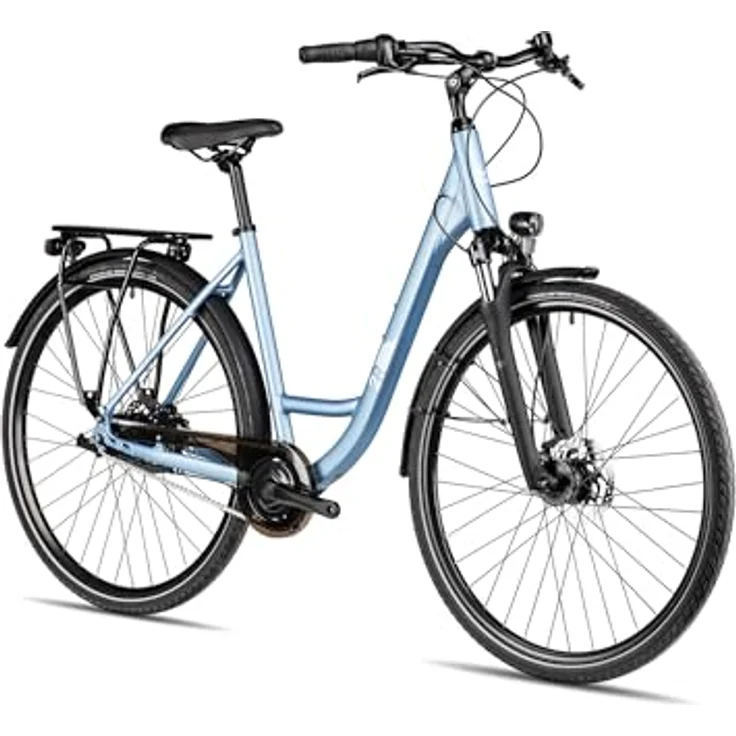2R Manufaktur TRX GO Wave, Damen-Citybike mit Tiefeinstieg, 28 Zoll, Aluminium, hydraulische Scheibenbremsen, hellblau, 56 cm – Bild 2