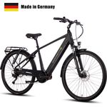 SAXONETTE E-Bike Deluxe Sport, 10 Gang, Mittelmotor, 418 Wh integrierter Akku, Pedelec, Elektrofahrrad, Trekkingrad (Rahmenhöhe 54, Schwarz)