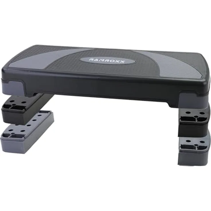 Fitness Stepboard Stepper Steppbrett Workout 3 Stufen Schwarz Grau 80x30cm