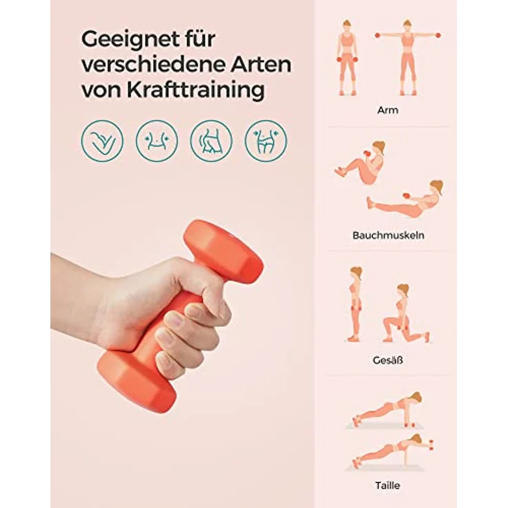 SONGMICS Hanteln, 2er Set, 2 x 1 kg, Hantelset, Kurzhanteln, Hexagon, Neopren-Beschichtung, Krafttraining, Workout, Fitnesstraining, für Zuhause, orange SYL902O01 – Bild 4