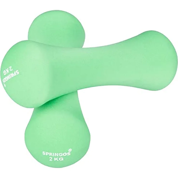 SPRINGOS Hanteln Set 1-6 kg Neopren Frauenhantel Fitness Gymnastik Hanteln Gewichte Workout Hantel Training, Aerobic-Hanteln (Grün 2x 2 kg)