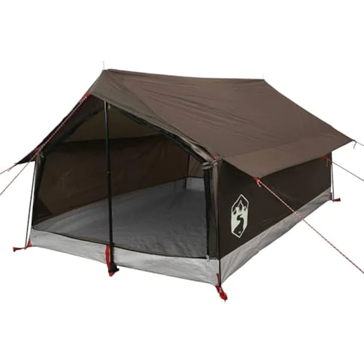 vidaXL Campingzelt 2 Personen, braun, wasserdichtes Outdoor Zelt mit Insektenschutz und E-Anschluss – Bild 1