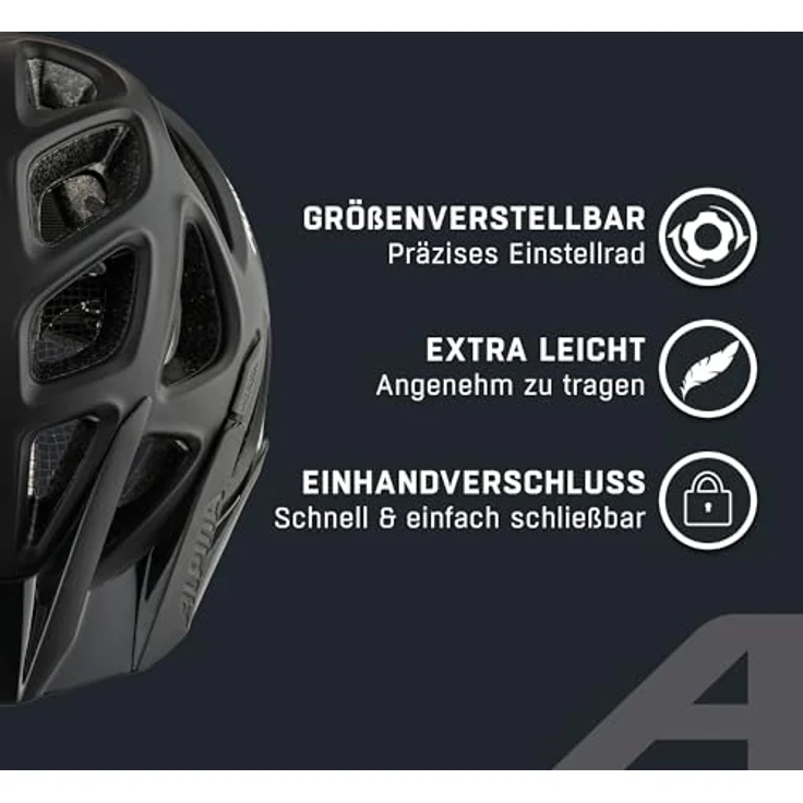 ALPINA MYTHOS REFLECTIVE 39, MTB-Helm in Schwarz mit reflektierender Folie für erhöhte Sichtbarkeit, leicht und gut belüftet – Bild 3