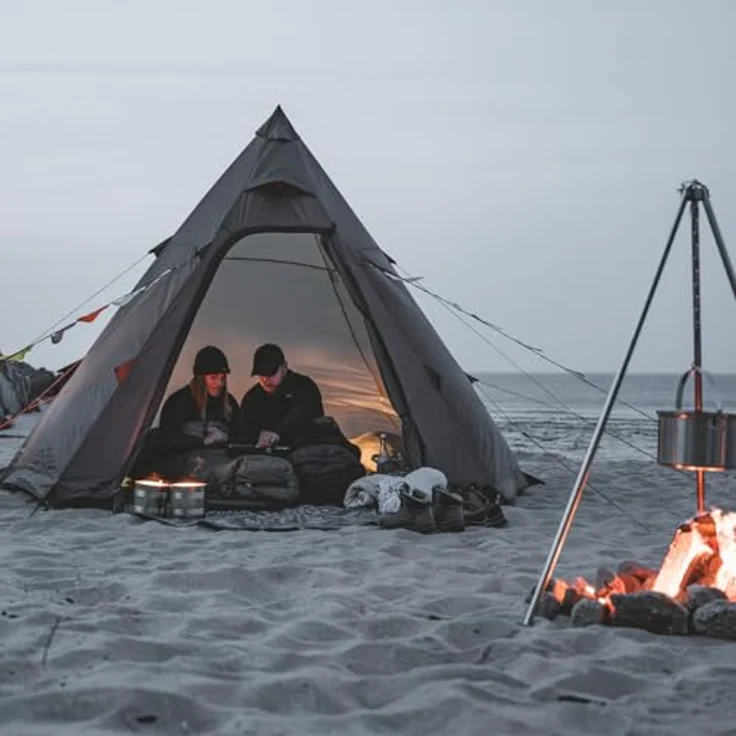 Easy Camp Otra Tipi, Zelt für 4 Personen, wind- und wasserdicht, 5.50 kg, mit eingenähtem Boden und optimaler Luftzirkulation – Bild 8