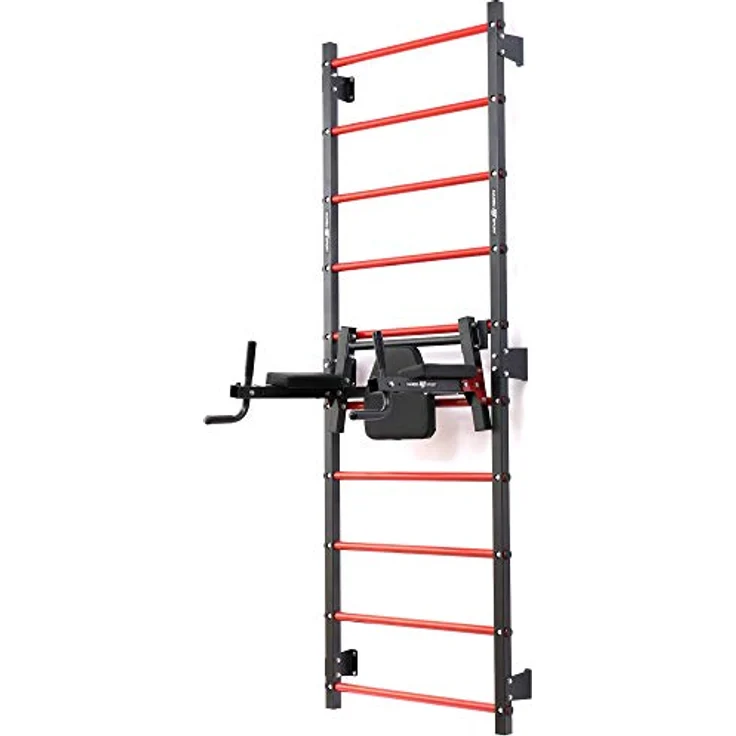 Marbo Sport Set MHU1 | Sprossenwand zur Wandmontage 230 x 81 cm MH-U204 + Multifunctional wallmounted dip-Station with Pull-up bar (2in1) MH-U205 | Made in EU, grau – Bild 2