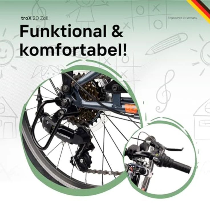 S’COOL troX Kinderfahrrad, 6 Gang Shimano Kettenschaltung, ideal für Schule und Freizeit, farbenfrohes Design – Bild 4