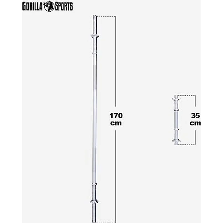 GORILLA SPORTS® Langhantel Set - 60kg, 100kg oder 130kg, Langhantelstange 170cm, 2 Kurzhanteln, Hantelscheiben aus Kunststoff, 30mm, mit Sternverschlüssen - Hantelset, Langhanteln, Gewichten, Fitness – Bild 3