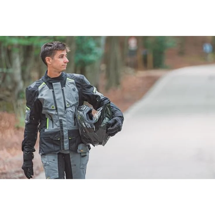 LS2 Apollo wasserdichte Motorrad Textiljacke, 3-lagiges CORDURA®-Gewebe, dunkelgrau/schwarz/neon-gelb, 2XL – Bild 3