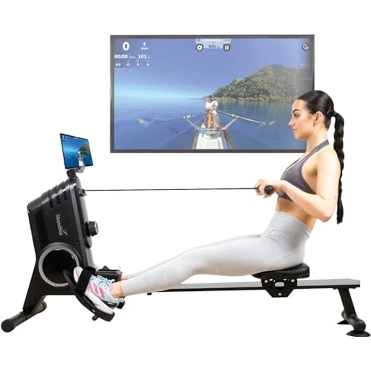 Skandika Oxford Pro | Magnetbremssystem, Bluetooth, Indoor Rudersportgerät mit App, 8 Widerstandsstufen, bis 120 kg | Rudergerät für zuhause, Rudermaschine, Krafttraining, Rudergeräte – Bild 1