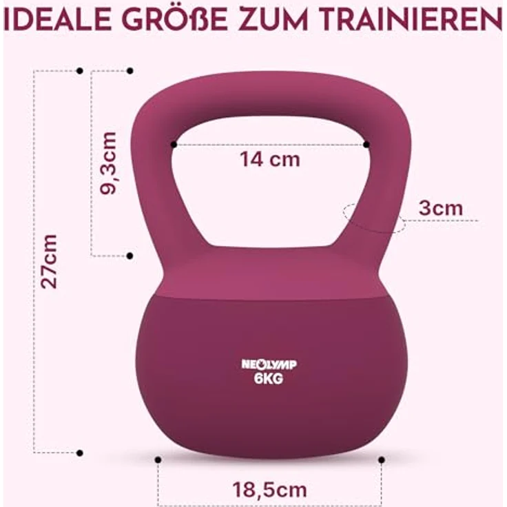 NEOLYMP Soft Kettlebell, bodenschonende und leise Kugelhantel mit ergonomischem Softgriff, 2–12 kg verstellbar, ideal fürs Homegym – Bild 3