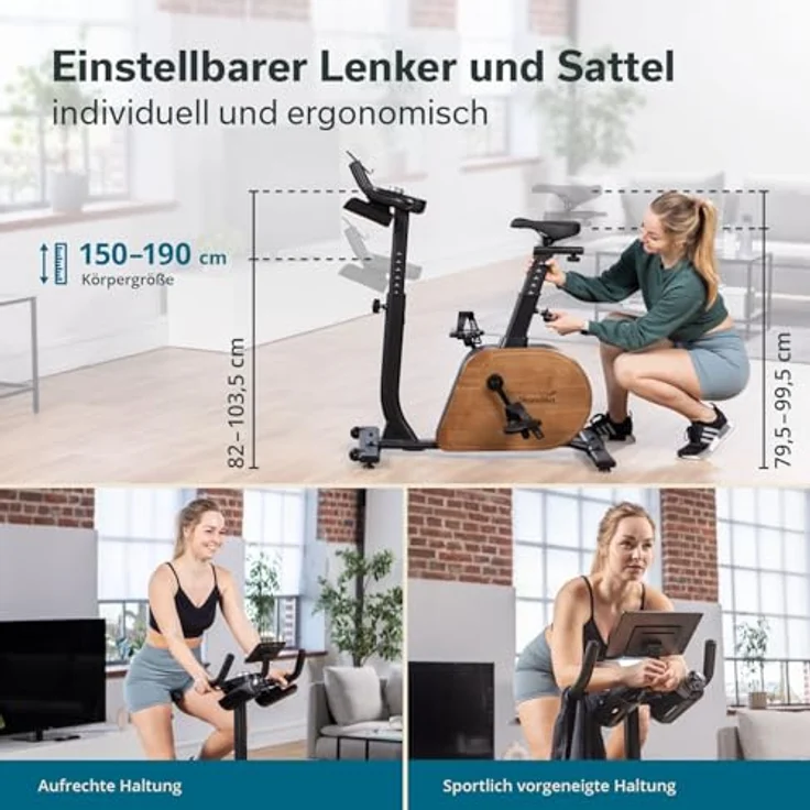 Skandika Trevek P12-G, Ergometer mit Eigenantrieb, 12 kg Schwungmasse, Bluetooth & App-kompatibel, höhenverstellbarem Lenker und Sattel – Bild 4