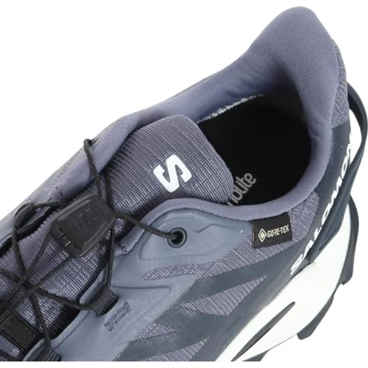 Salomon Herren Sneaker Supercross 4 GTX, wasserdichte Trailrunningschuhe mit GORE-TEX, Quicklace-Schnellschnürsystem, grisaille/white/carbon, Größe 11.5 – Bild 9