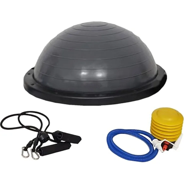 TRUTZHOLM Gymnastik Balance Ball, Balancetrainer ø 60cm in Grau mit Handgriffen und Luftpumpe, 158 kg max. Benutzergewicht