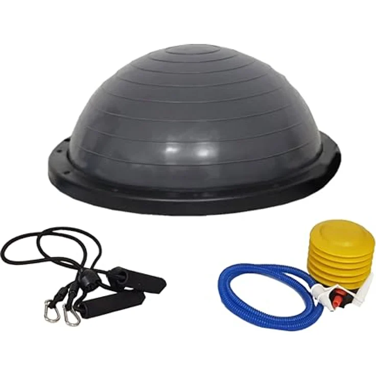 TRUTZHOLM Gymnastik Balance Ball, Balancetrainer ø 60cm in Grau mit Handgriffen und Luftpumpe, 158 kg max. Benutzergewicht – Bild 1