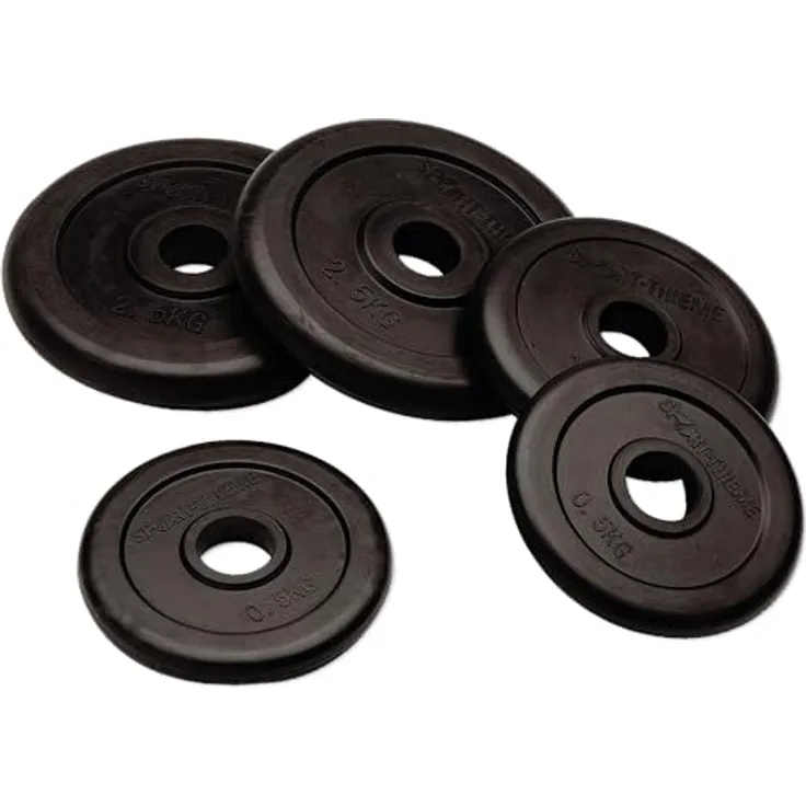 Sport-Thieme Hantelscheibe Gummiert, 10 kg Hantelscheibe aus Gusseisen mit 30 mm Bohrung, schwarz