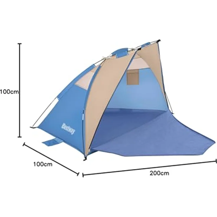 Bestway Strandzelt, wasserabweisend, für 2 Personen, blau, 200 x 100 x 100 cm, inklusive Transporthülle – Bild 12