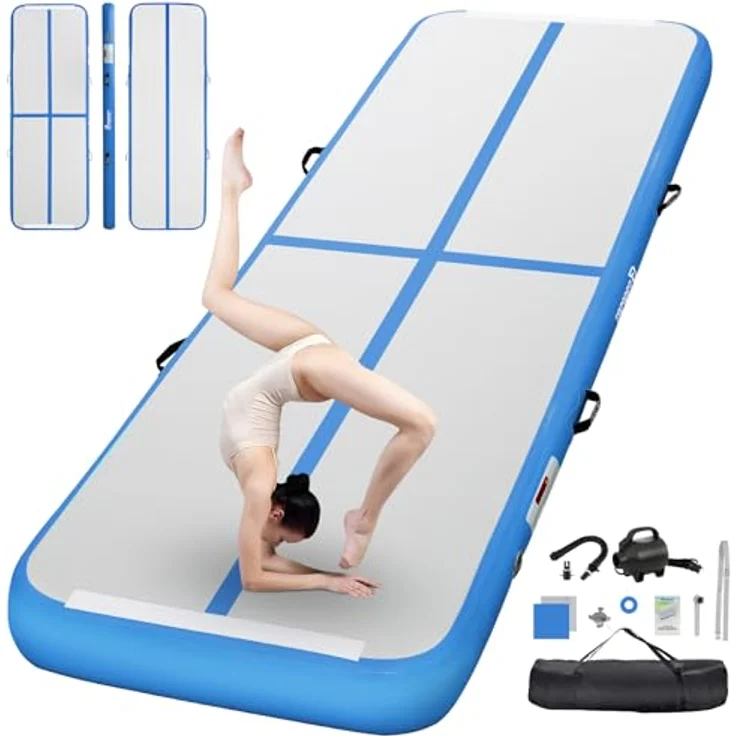 FBSPORT Air Tumbling Track, aufblasbare Trainingsmatte 3 m, 20 cm dick, für Gymnastik und Yoga, mit Pumpe – Bild 1