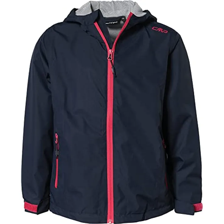 CMP N950 Regenjacke Kinder, wasserdichte Ripstop-Jacke mit 10.000 mm Wassersäule, leicht und atmungsaktiv, schwarz-blau, Größe 176
