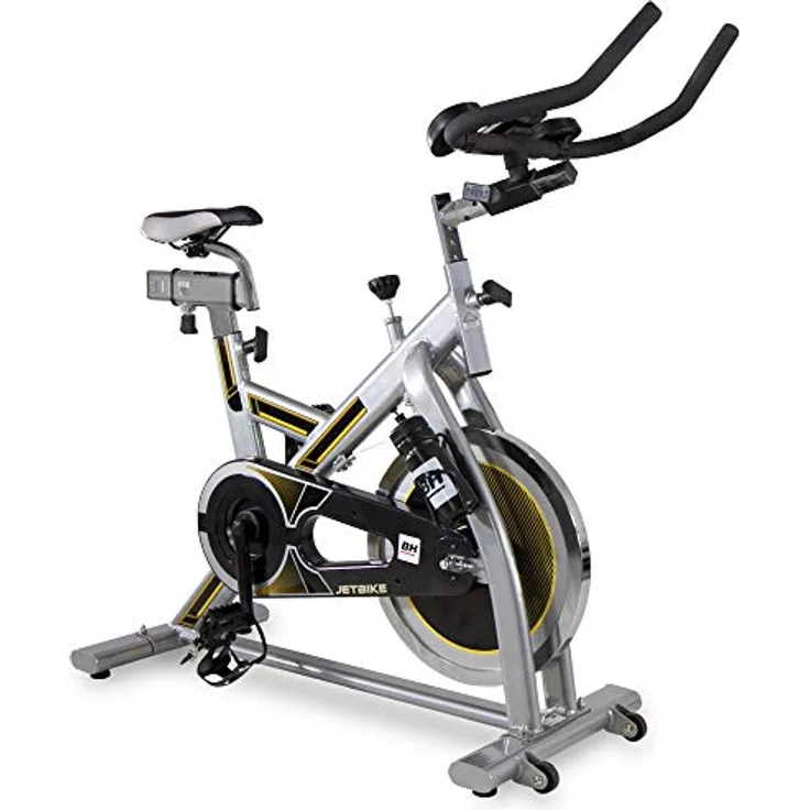 BH Fitness Uni Mkt Jet H9158RF Indoor Bike, Indoor Cycle, Silber Grau/Gelb, One Size