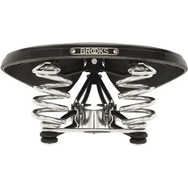 Brooks England Velosattel, Allroundsattel mit verchromten Spiralfedern und genarbtem Volllederbezug – Bild 2