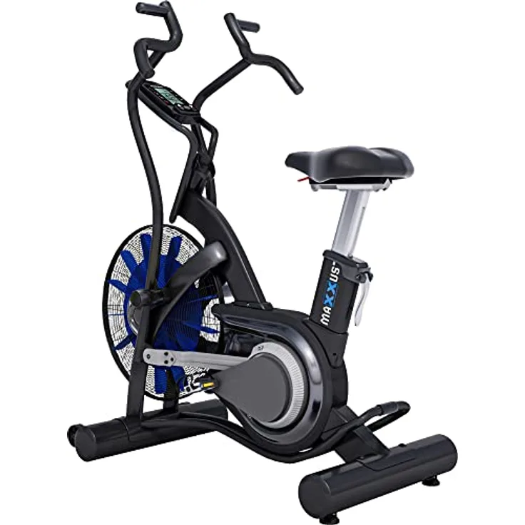 MAXXUS Air Bike 90 Pro - Luftwiderstand, Sitz & Griff verstellbar, 160 kg, LCD Display - Ergometer für Zuhause in Schwarz