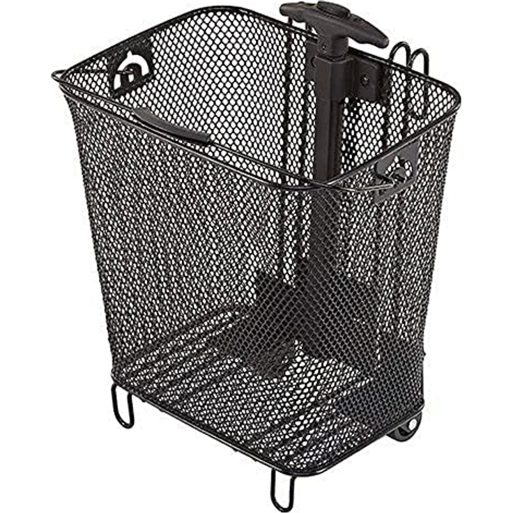 Prophete Fahrradkorb mit Rollen und ausfahrbarem Griff für Gepäckträgermontage, schwarz – Bild 1