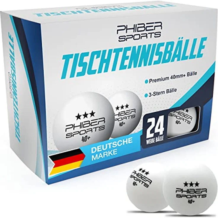 PHIBER-SPORTS 3 Sterne Tischtennisbälle 40+ mm, 24er Pack - Premium Qualität mit perfektem Spin und Bounce - Ideal für Anfänger und Profis – Bild 1
